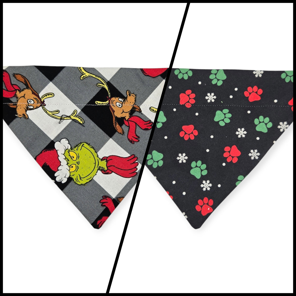 Grouchy/Christmas Paws Reversible Slide-on Bandana (Small)