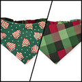 Snack Cake Trees/Red & Green Plaid Reversible Slip-on Scrunchie Bandana (Medium)