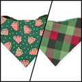 Snack Cake Trees/Red & Green Plaid Reversible Slip-on Scrunchie Bandana (Medium/Large)