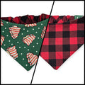 Snack Cake Trees/Red Bufflo Plaid Reversible Slip-on Scrunchie Bandana (Small)