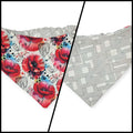 Watercolor Poppy/Linework Reversible Slip-on Scrunchie Bandana (Medium/Large)