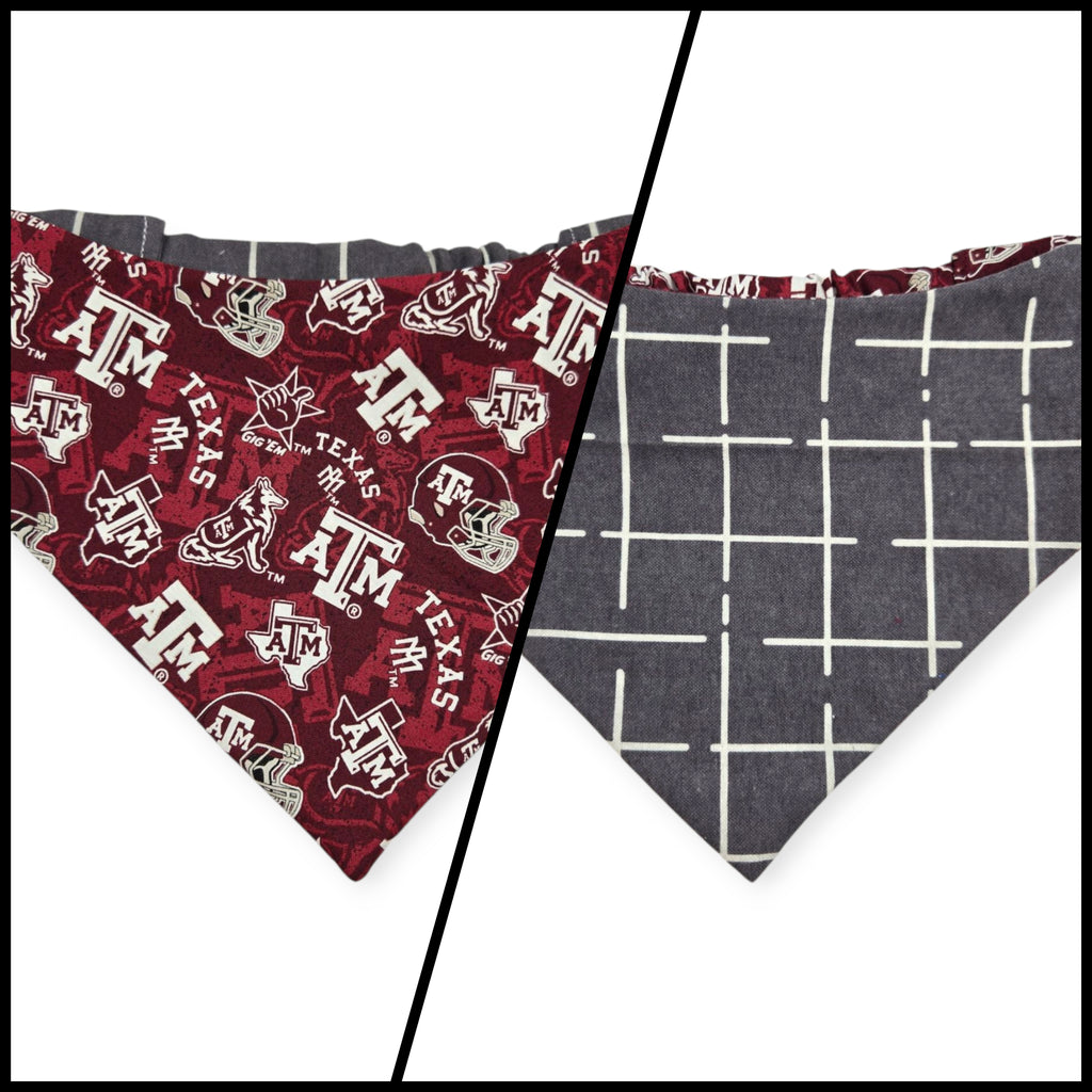 A&M/ Charcoal Plaid Slip-on Scrunchie Bandana (Medium/Large)