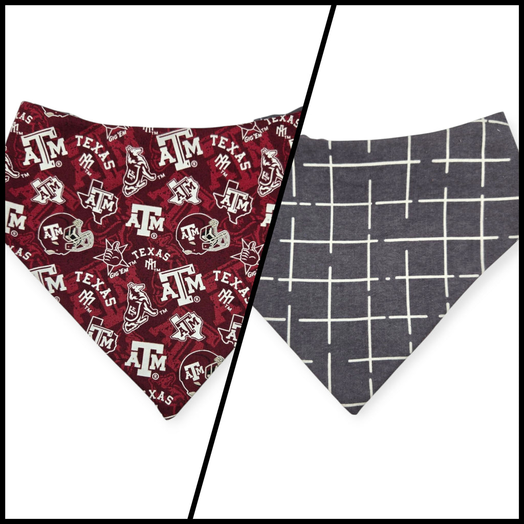 A&M/ Charcoal Plaid Slip-on Scrunchie Bandana (Large)