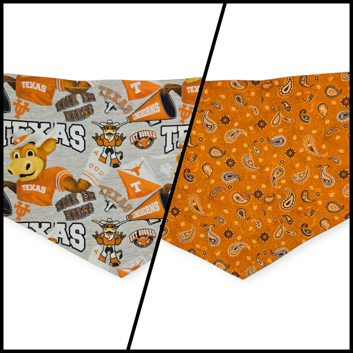 UT Mascot/Rust Orange Paisley Reversible Tie-on Bandana (Medium)