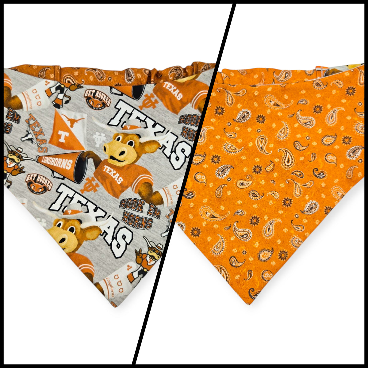 UT Mascot/Rust Orange Paisley Slip-on Scrunchie Bandana (Large)