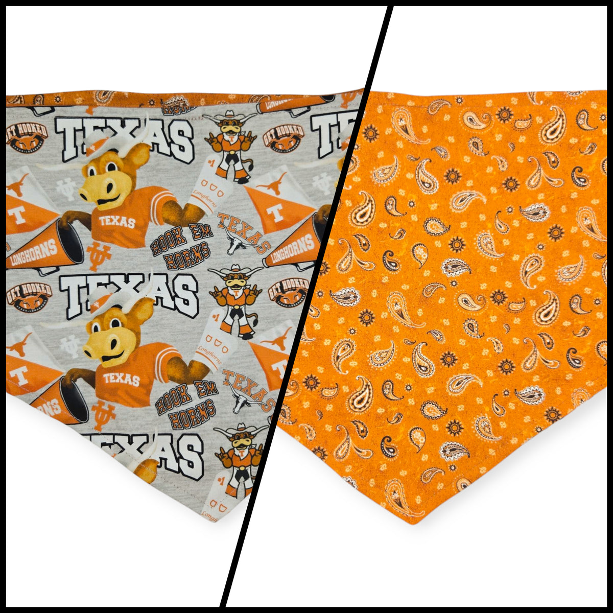 UT Mascot/Rust Orange Paisley Reversible Tie-on Bandana (X-Large)