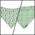 Bluebonnets & Texas /Mint Plaid Reversible Slip-on Scrunchie Bandana (Large)
