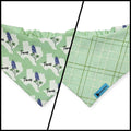 Bluebonnets & Texas /Mint Plaid Reversible Slip-on Scrunchie Bandana (Small)