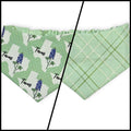 Bluebonnets & Texas /Mint Plaid Reversible Slip-on Scrunchie Bandana (X-Small)