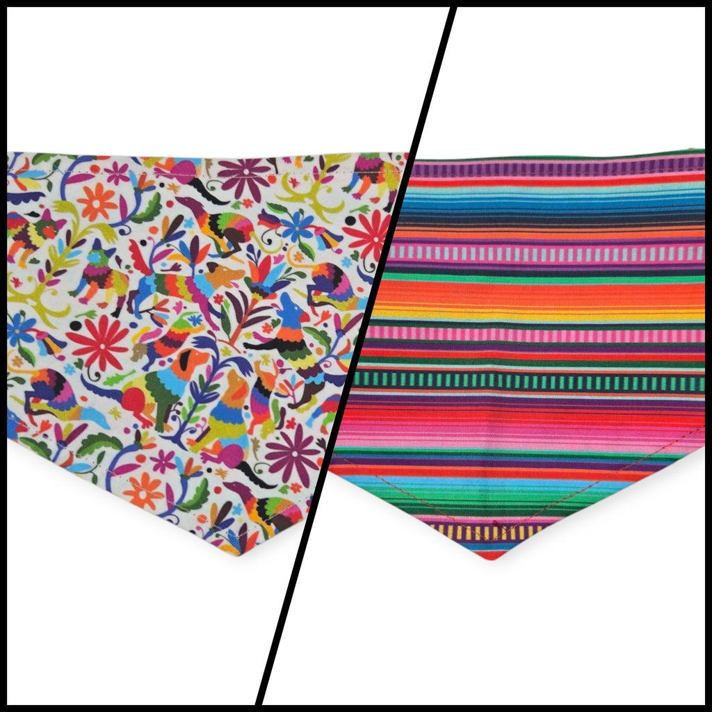 Dog Otomi/Serape Stripe Reversible Tie-on Bandana (Small)
