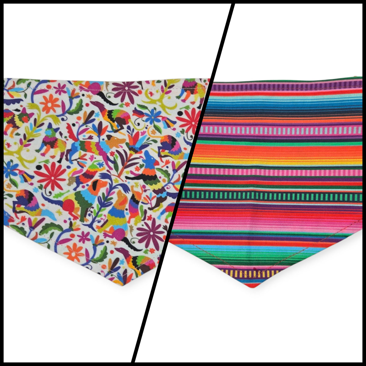 Dog Otomi/Serape Stripe Reversible Tie-on Bandana (Small)