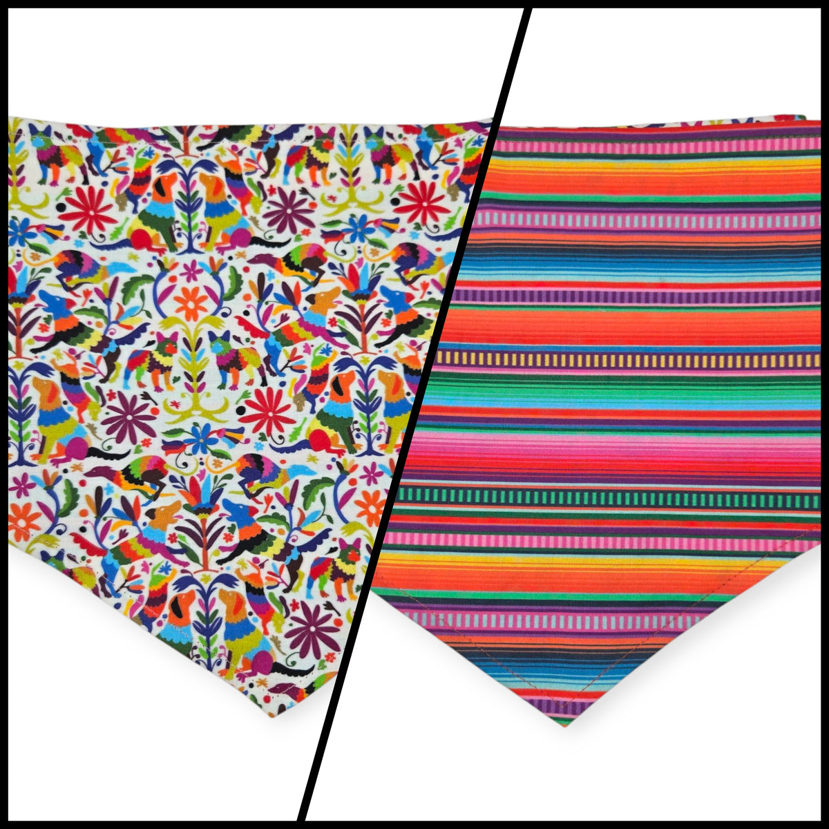 Dog Otomi/Serape Stripe Reversible Tie-on Bandana (Large)