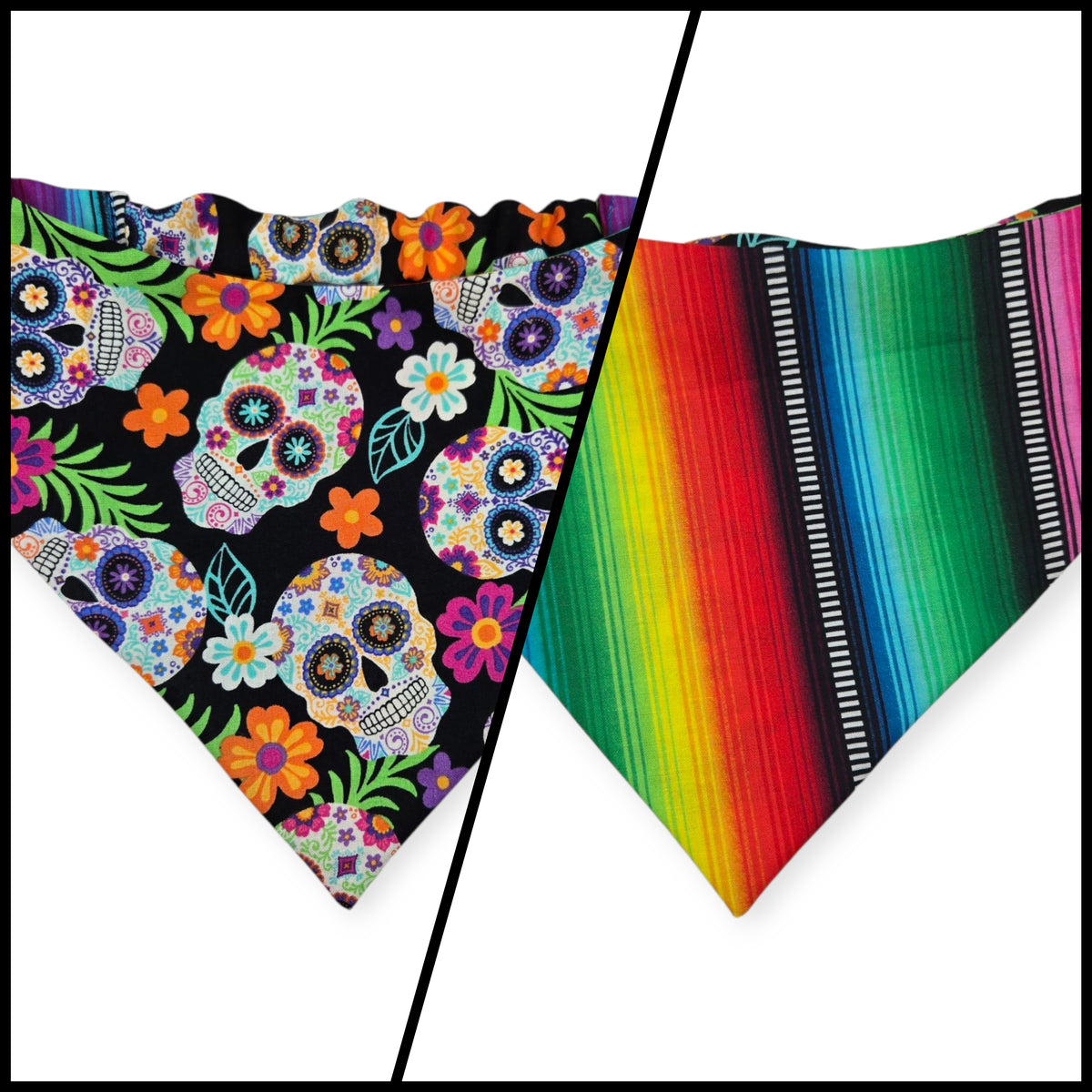 Tropical Sugar Skulls/In Queso Emergency Reversible Slip-on Scrunchie Bandana (Large/X-Large)