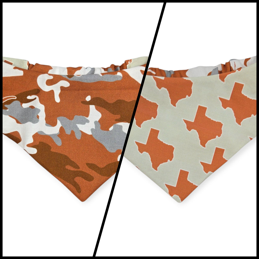 UT Camo/Texas on Creme Reversible Slip-on Scrunchie Bandana (Small/Medium)