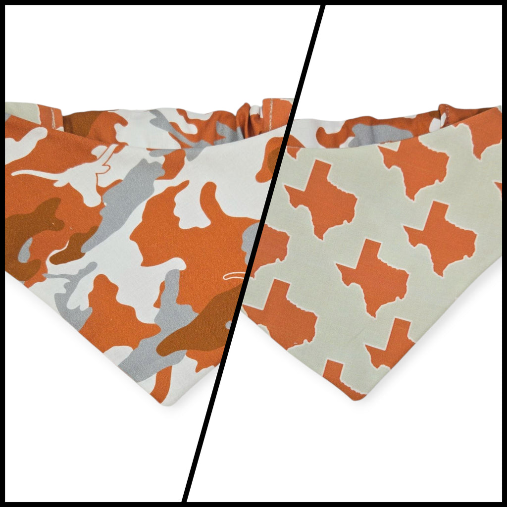 UT Camo/Texas on Creme Reversible Slip-on Scrunchie Bandana (Medium)