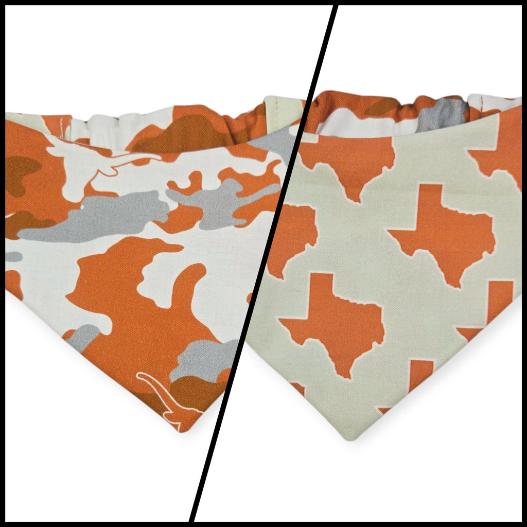 UT Camo/Texas on Creme Reversible Slip-on Scrunchie Bandana (Small)