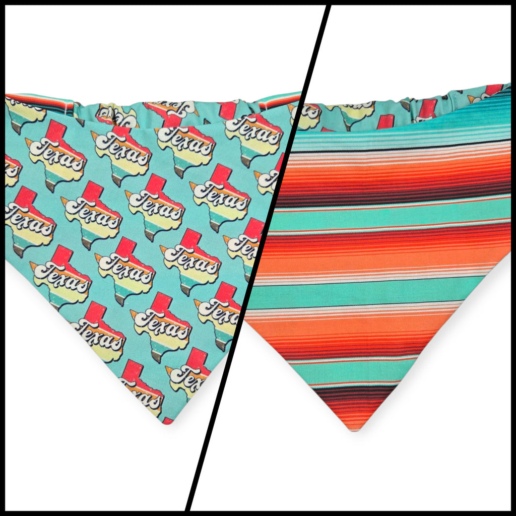 Texas Serape/Serape Reversible Slip-on Scrunchie Bandana (Medium/Large)