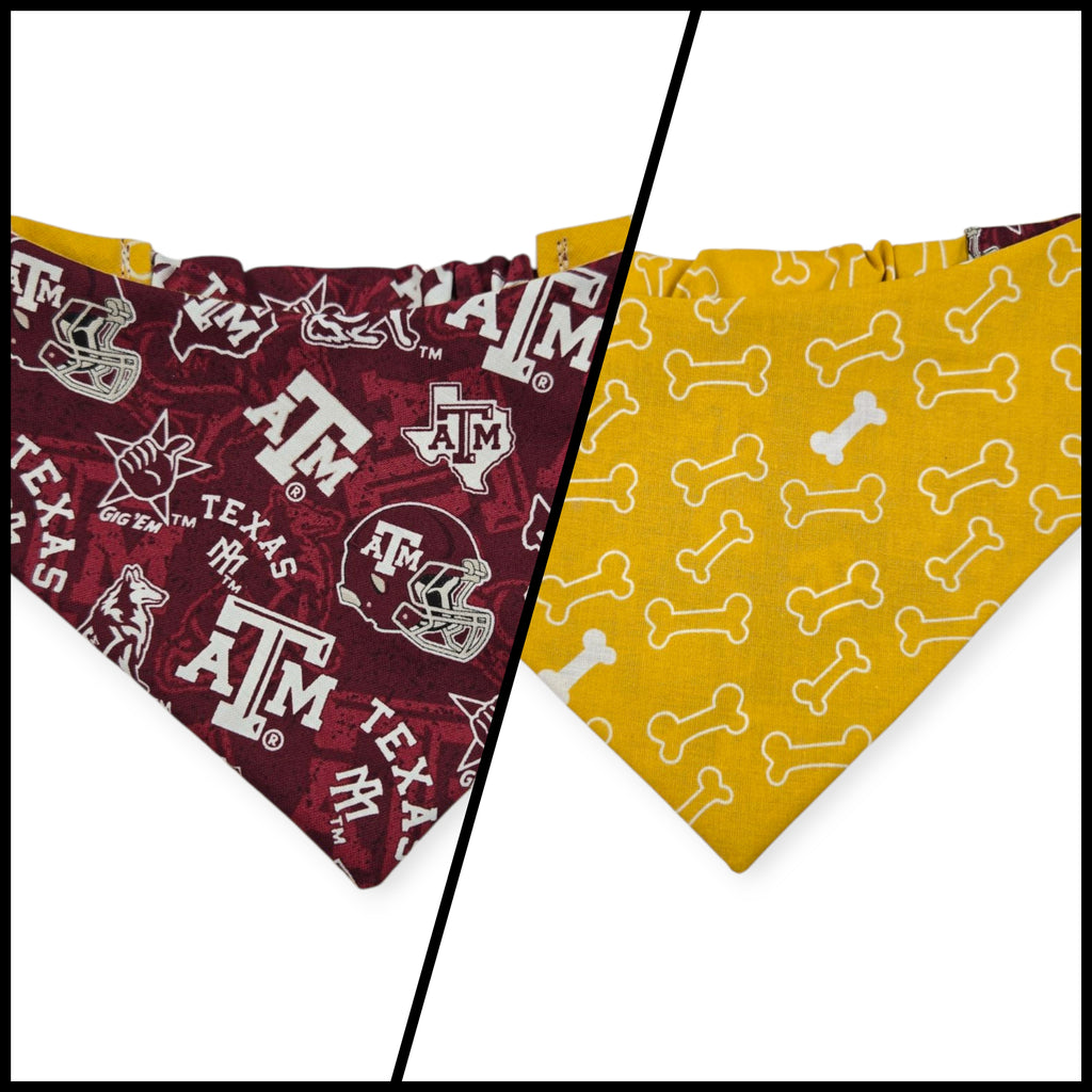 A&M/Mustard Bones Reversible Slip-on Scrunchie Bandana (X-Small/Small)