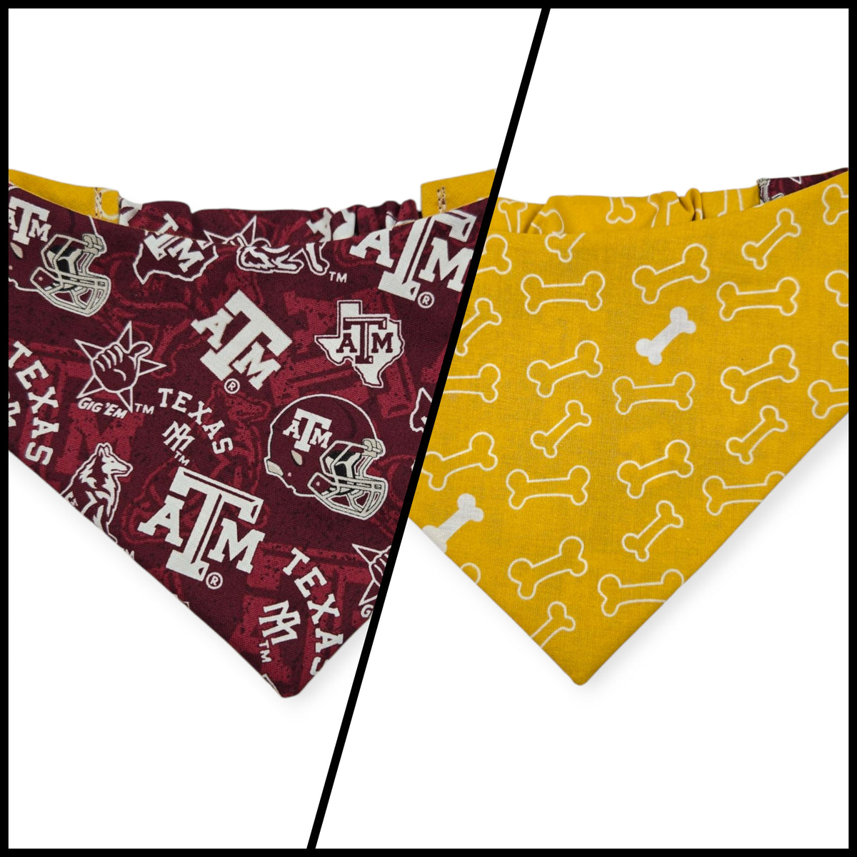 A&M/Mustard Bones Reversible Slip-on Scrunchie Bandana (X-Small/Small)