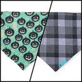 Pumpkins & Ghosts/Charcoal Plaid Reversible Slip-on Scrunchie Bandana (Large/X-Large)