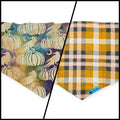 Pumpkin Ravens/Mustard Plaid Reversible Tie-on Bandana (Medium)