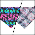 Rainbow Ghosts/Purple Distressed Plaid Reversible Slip-on Scrunchie Bandana (X-Small/Small)