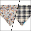 Halloween Night/Gray & Cream Plaid Slip-on Scrunchie Bandana (X-Small)