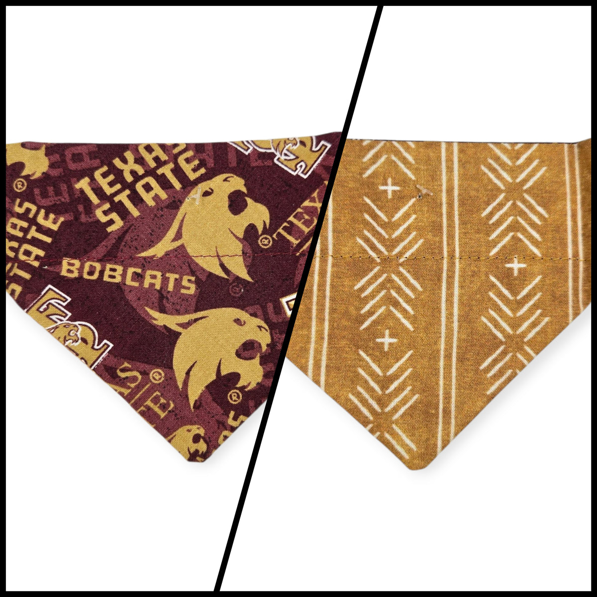Bobcats /Mustard Mudcloth Reversible Slide-on Bandana (X-Small)