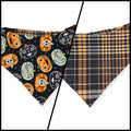 Sugar Skull Pumpkins/Halloween Plaid Slip-on Scrunchie Bandana (Medium)