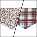 Christmas Rainbows/Snowflake Plaid Reversible Tie-on Bandana (Small)