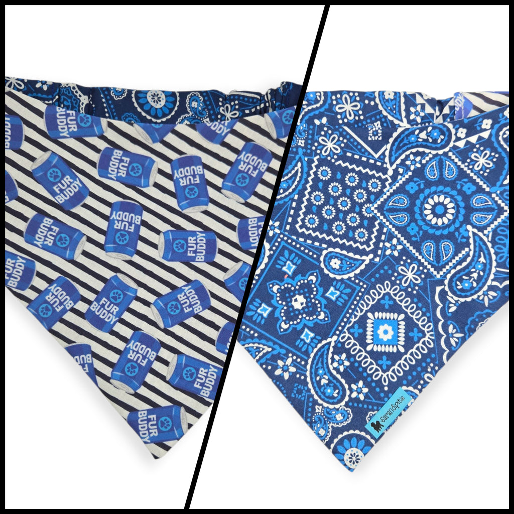 Fur Buddy/Blue Paisley Slip-on Scrunchie Bandana (Large)