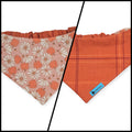 Daisy Pumpkins/ Orange Plaid Slip-on Scrunchie Bandana (Medium)