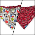 Texas Symbols/Red Paisley Slip-on Scrunchie Bandana (Medium)