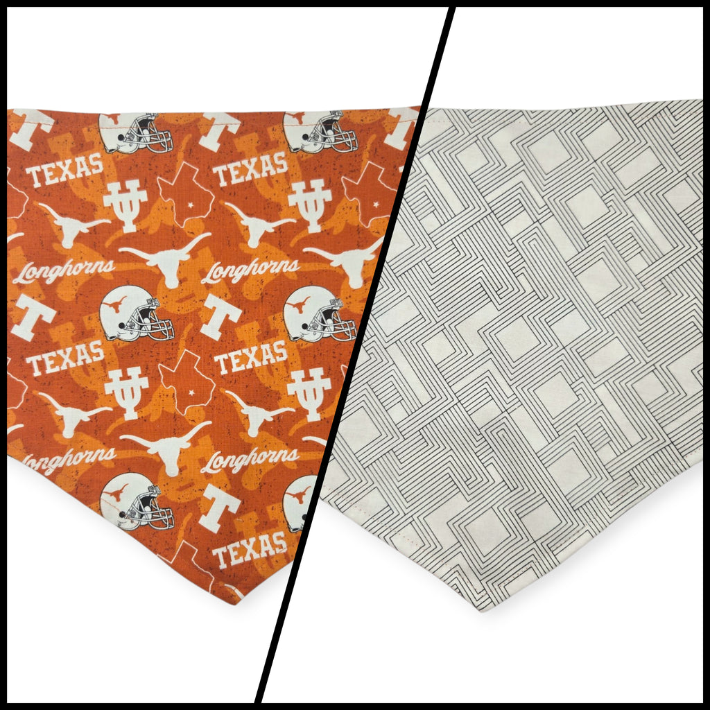 Longhorns/Fractal Lines Reversible Tie-on Bandana (X-Large)