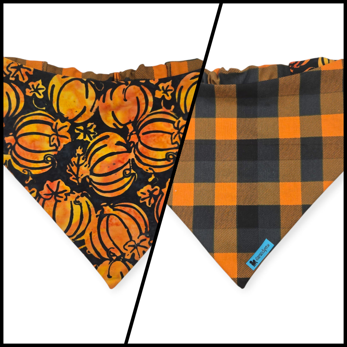 Bootiful/Halloween Plaid Reversible Slip-on Scrunchie Bandana (Large/X-Large)
