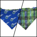 Mavericks/Distressed Plaid Reversible Slip-on Scrunchie Bandana (Medium/Large)