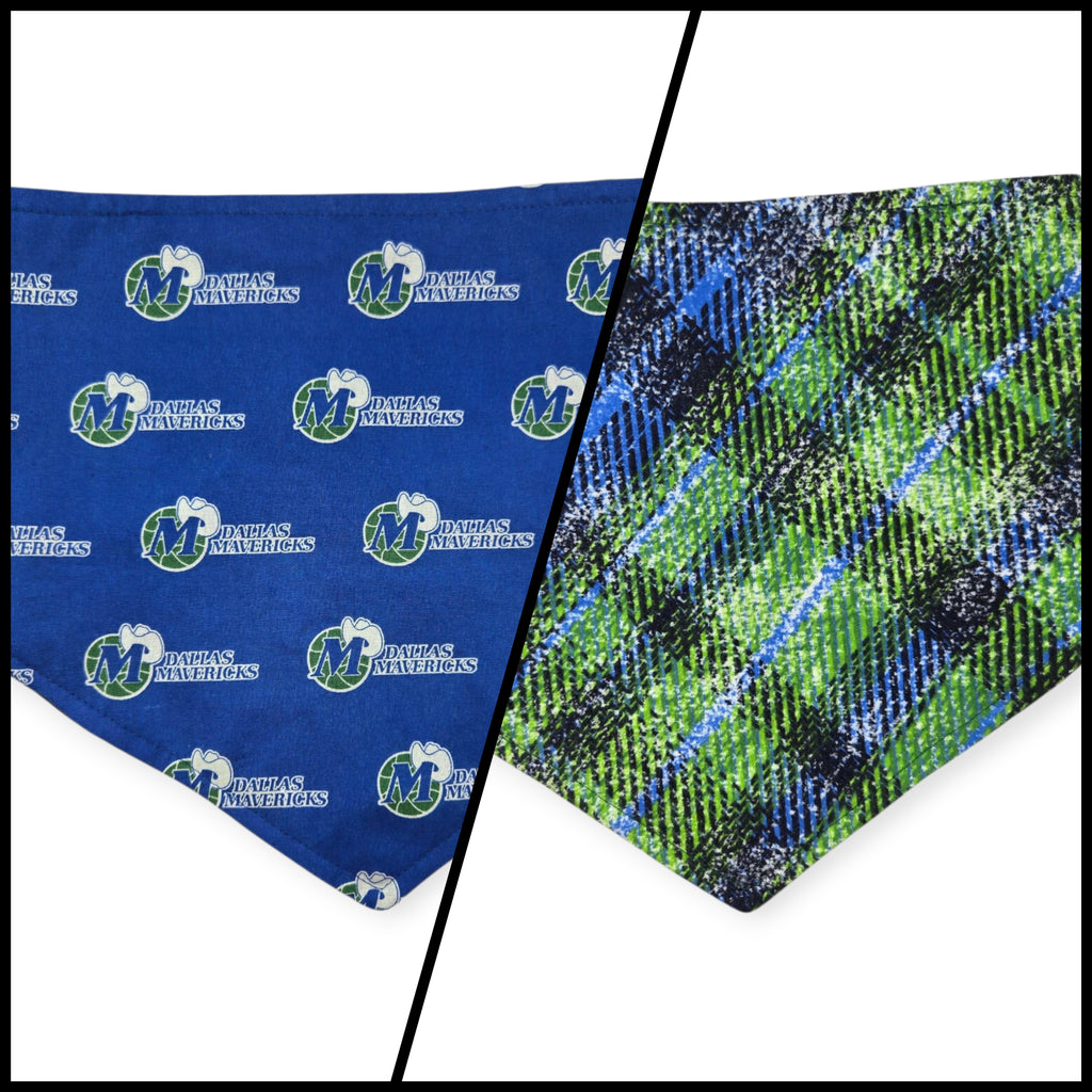 Mavericks/Distressed Plaid Reversible Tie-on Bandana (Small)