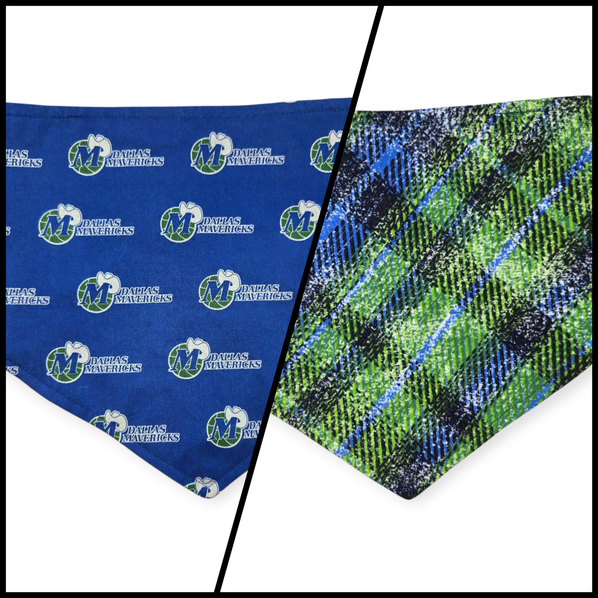 Mavericks/Distressed Plaid Reversible Tie-on Bandana (Small)