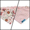 Spooky Cute Ghost/Pink Plaid Reversible Slip-on Scrunchie Bandana (X-Small/Small)