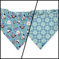 Pastel Halloween Charm/Blue Plaid Reversible Slip-on Scrunchie Bandana (Medium/Large)