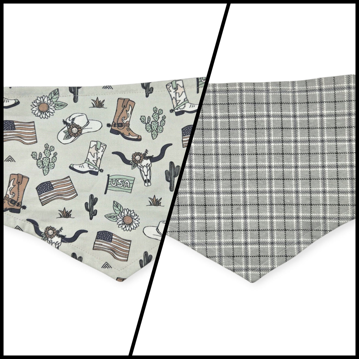 Little Cowboy/Gray Plaid Tie-on Bandana (Medium)