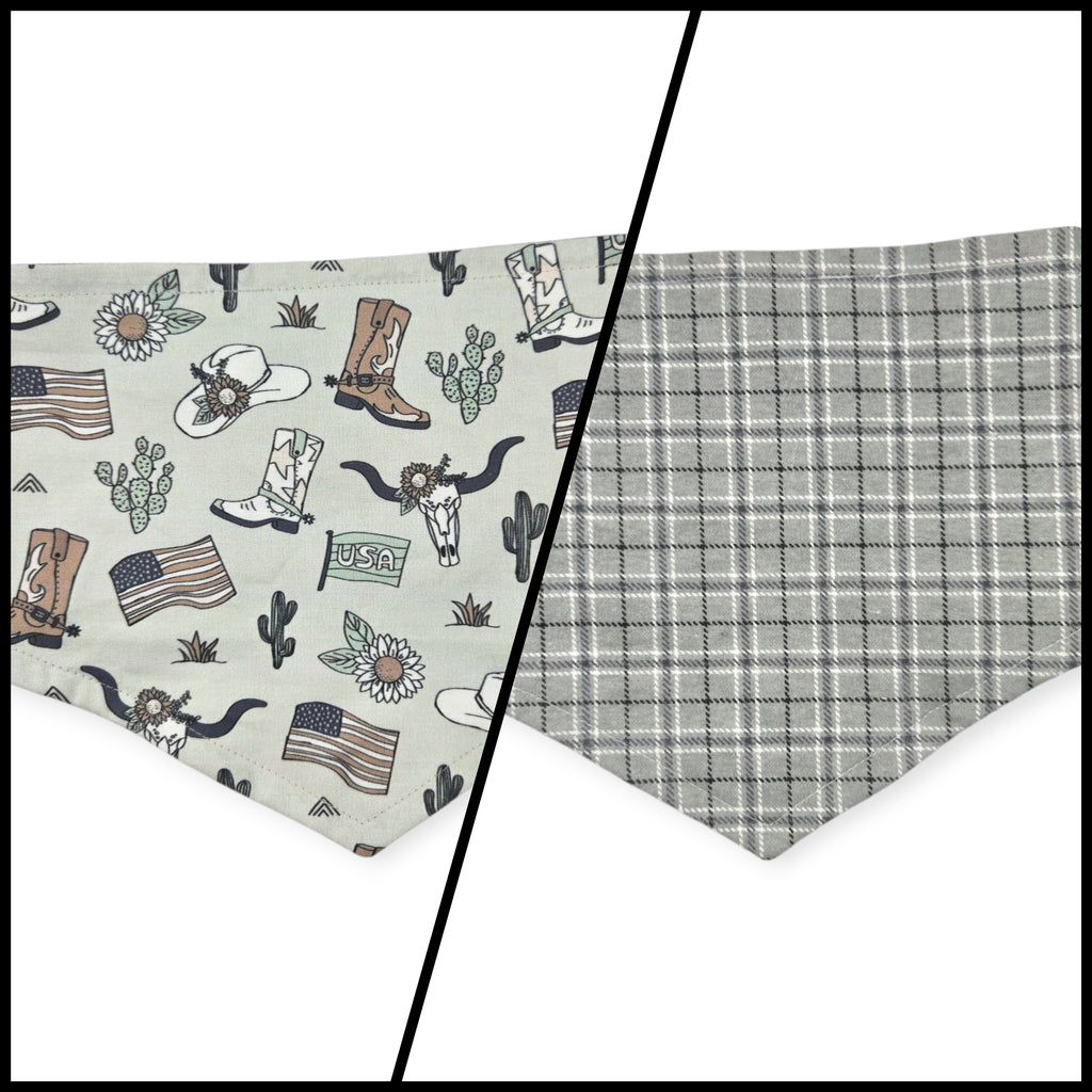 Little Cowboy/Gray Plaid Tie-on Bandana (Large)