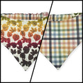 Rainbow Leaves/Rainbow Plaid Reversible Slip-on Scrunchie Bandana (Medium/Large)