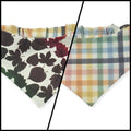 Rainbow Leaves/Rainbow Plaid Slip-on Scrunchie Bandana (Small/Medium)