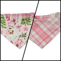 Pink Retro Watercolor Christmas/Pink Plaid Reversible Slip-on Scrunchie Bandana (Medium)