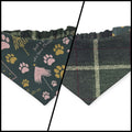 Just a Pup/Dark Green Plaid Reversible Slip-on Scrunchie Bandana (X-Small/Small)