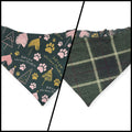 Just a Pup/Dark Green Plaid Reversible Slip-on Scrunchie Bandana (Medium)