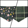 Just a Pup/Dark Green Plaid Reversible Bandana Tie-on Bandana (Medium)