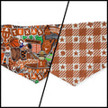 Longhorns Doodles/Longhorns Gingham Check Tie-on Bandana (Large)