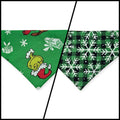 Green Grouchy/Buffalo Plaid Snowflakes Reversible Slide-on Bandana (X-Small)
